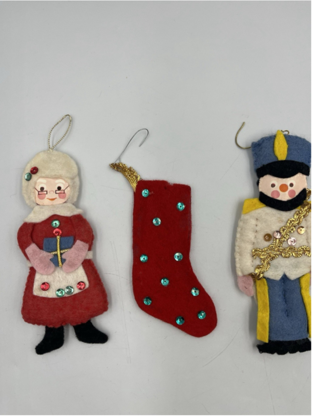 Lot Of 3 Vintage Felt Christmas ORANMENTS SEE ALL TOO CUTE